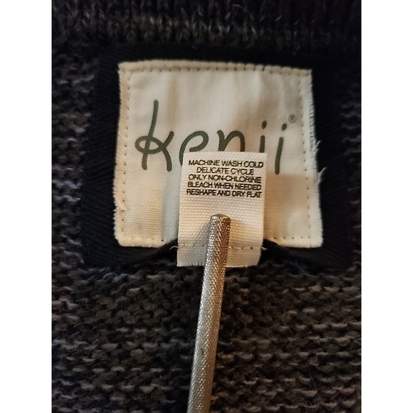 Kenji Peplum Cardigan Classic Feminine Gray‎ Heather Button Tab Sweater Womens L - Picture 11 of 13